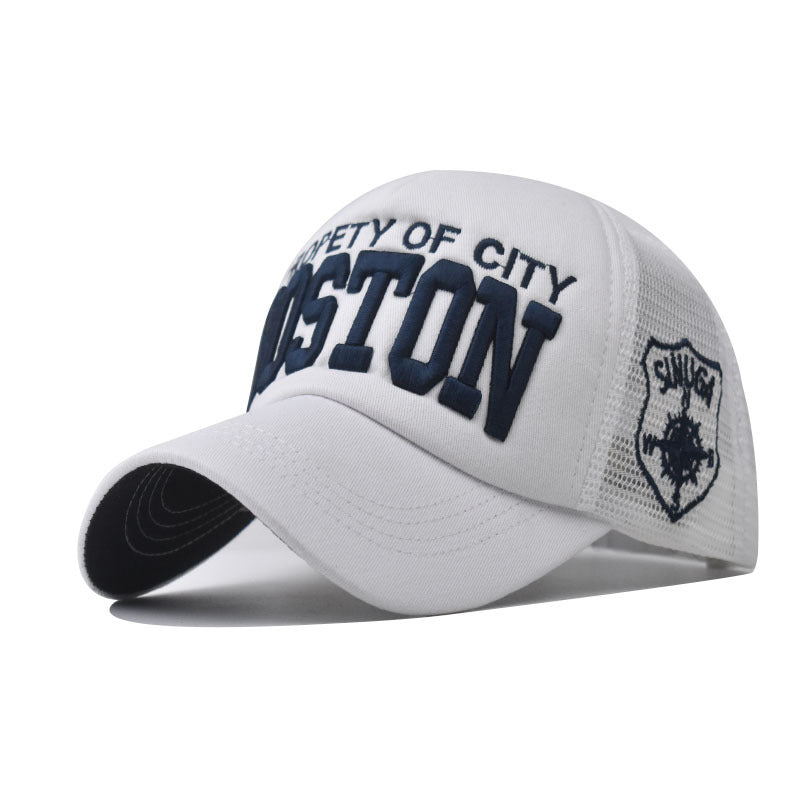 New Cotton Baseball Cap with Boston Embroidery Vintage Washed Outdoor Sun Hat for Men & Women-2054