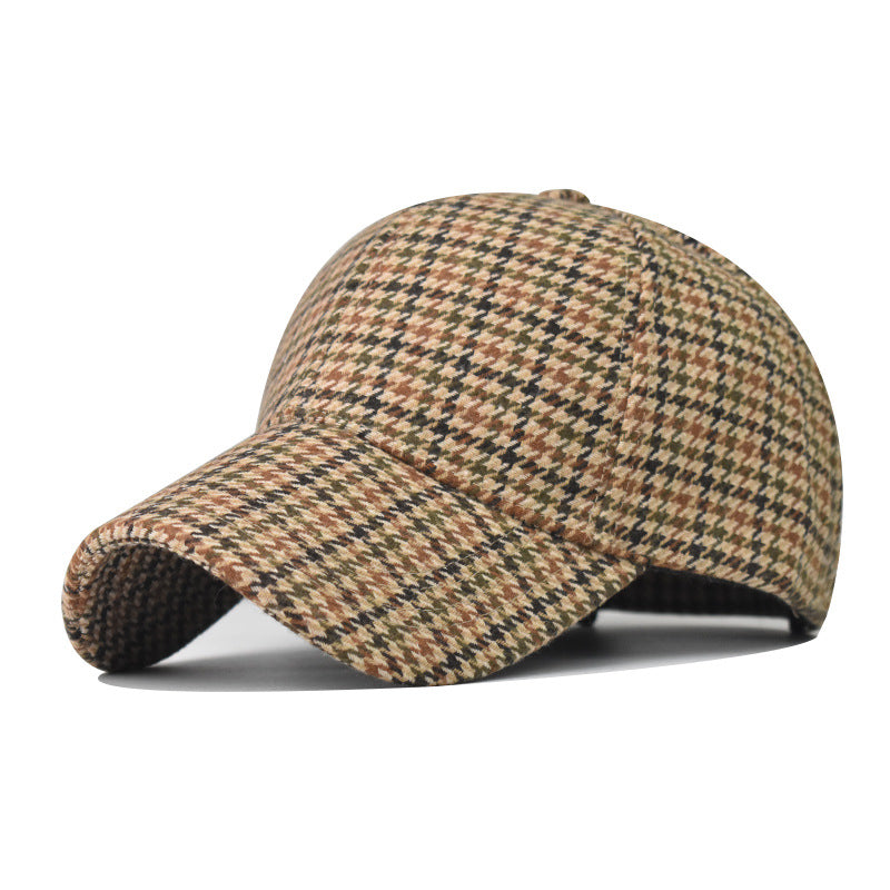 Plaid Houndstooth Baseball Hat New Thickened Fashion Duckbill Cap for Men & Women-1911