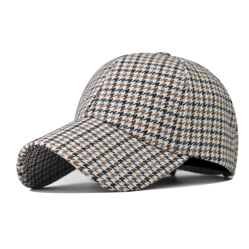 Plaid Houndstooth Baseball Hat New Thickened Fashion Duckbill Cap for Men & Women-1911