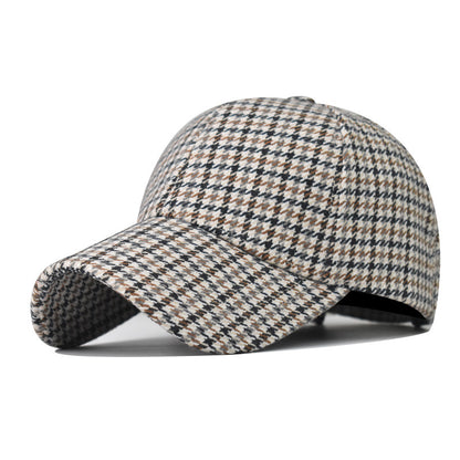 Plaid Houndstooth Baseball Hat New Thickened Fashion Duckbill Cap for Men & Women-1911